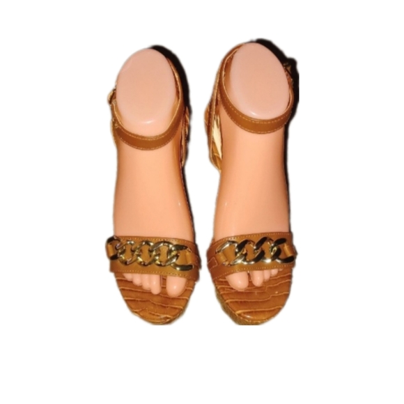 Guess Women's Caramel Brown Wedge Sandals - Picture 2 of 4